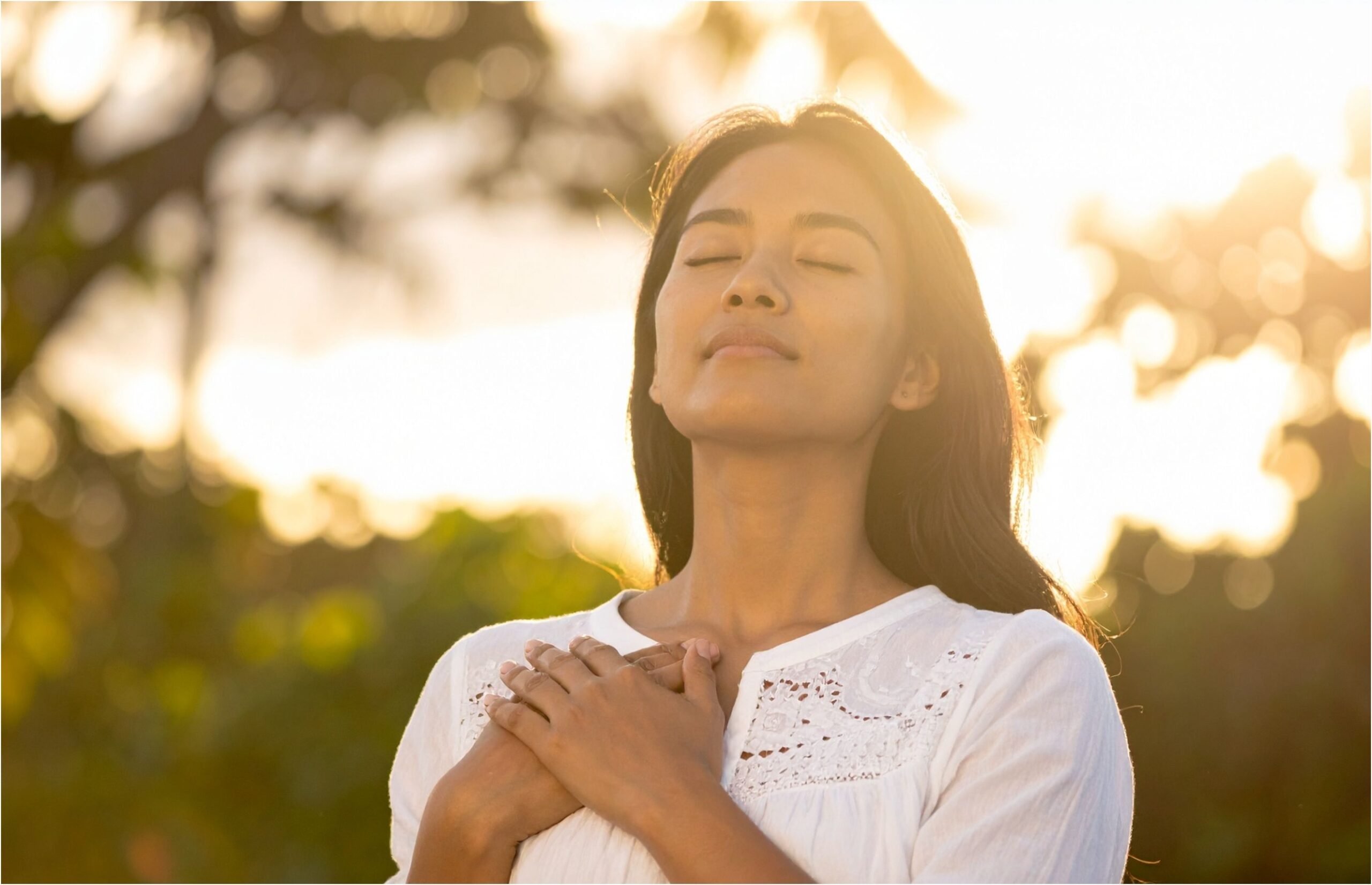 person practicing relaxation techniques at home to relieve anxiety