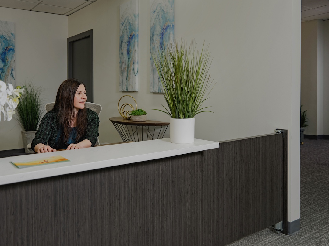Reception desk and waiting area