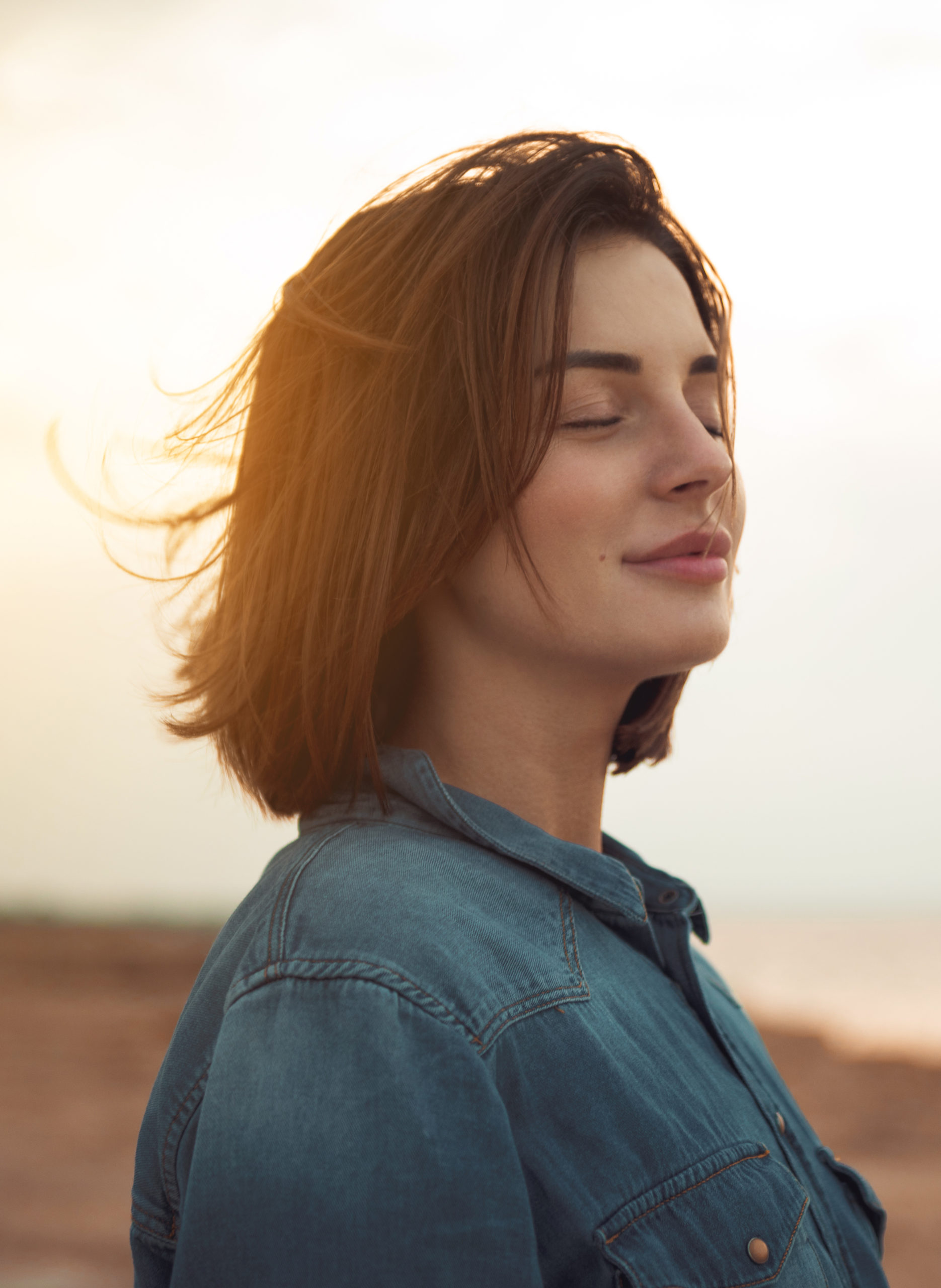 Woman at peace vertical